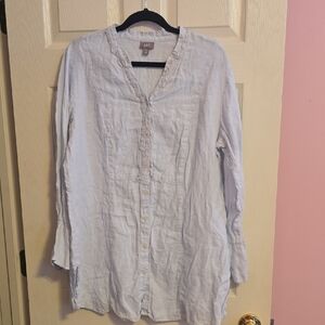 J. Jill Light Gray Women's Linen Blouse